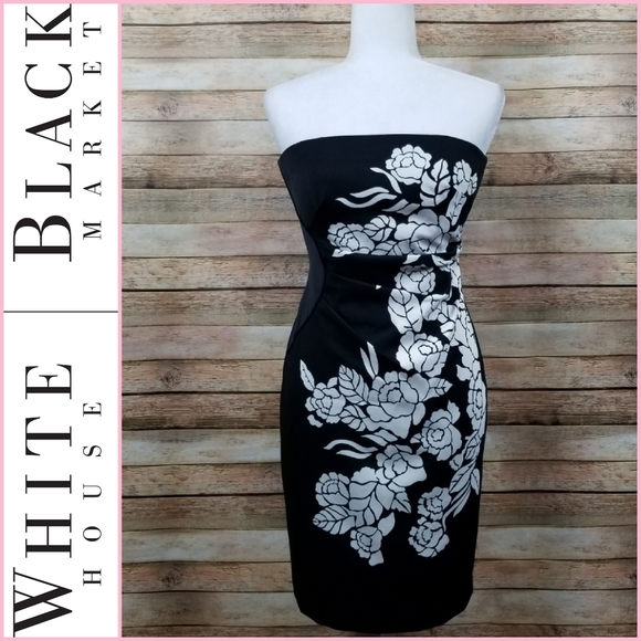 White House Black Market Dresses & Skirts - WHBM Floral Print Strapless Sheath Dress